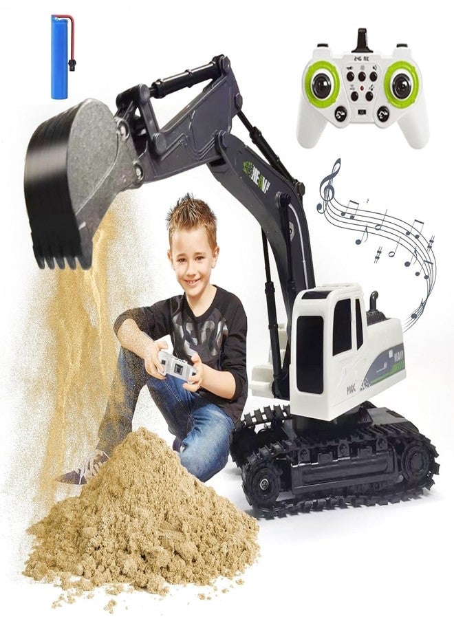 EXOMOON ألعاب حفارات EXOMOON التي تعمل بالتحكم عن بعد بتردد 2.4 جيجاهرتز للأولاد، حفارة معدنية بـ 11 قناة مع موسيقى، مركبات بناء تعمل بالتحكم عن بعد بمقياس 1:24 مع بطاريات، للأطفال - Image 1